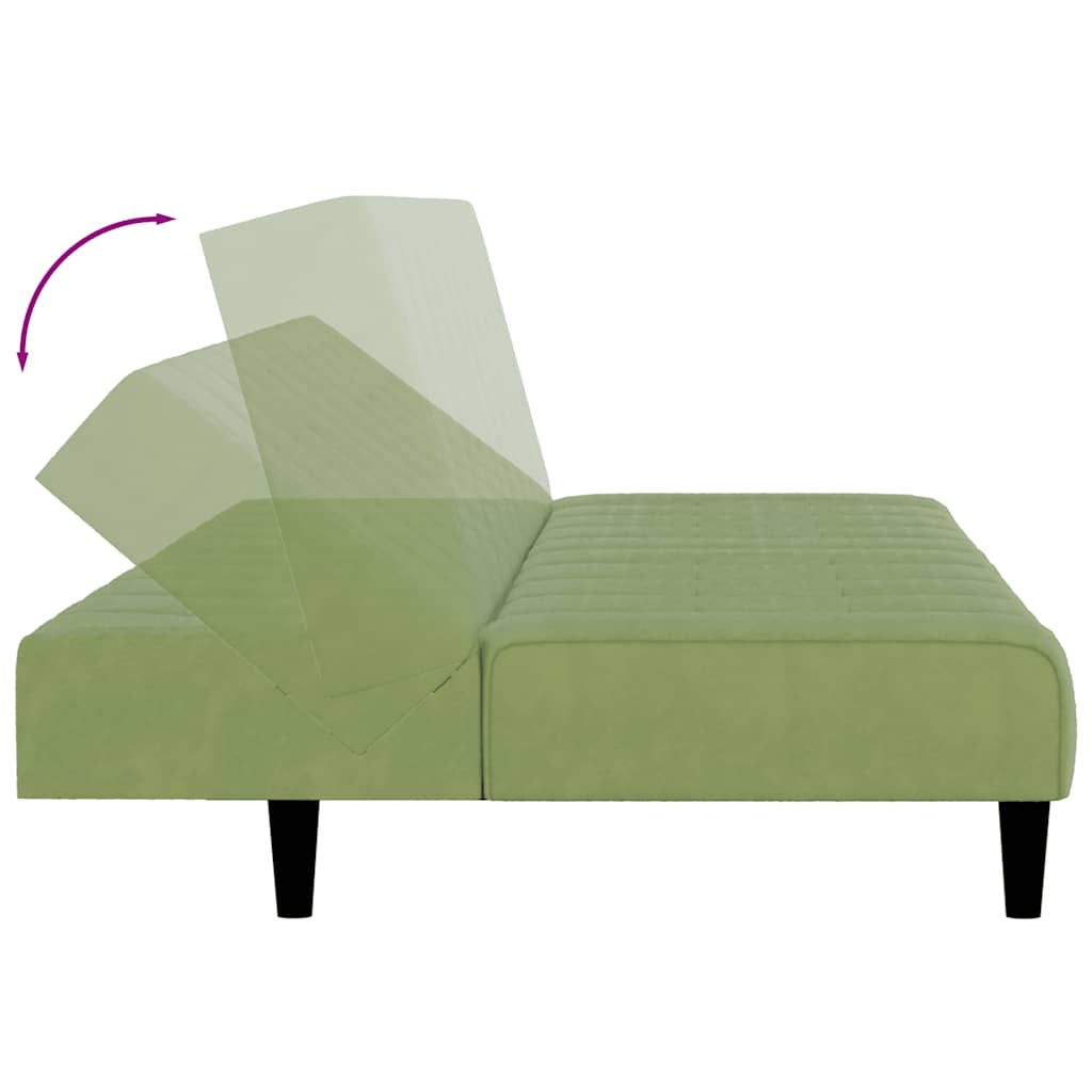 Canapé-lit à 2 places vert clair velours - XIOS