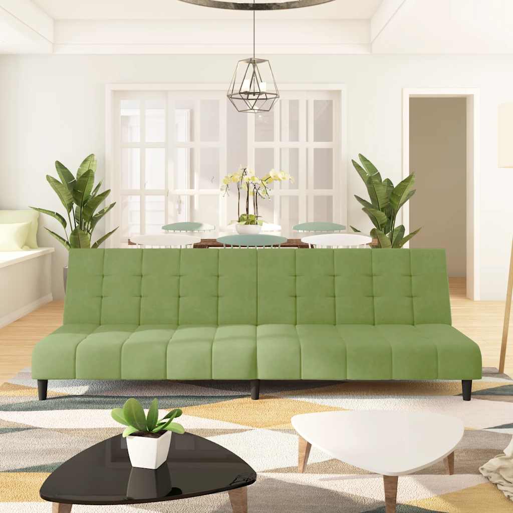 Canapé-lit à 2 places vert clair velours - XIOS