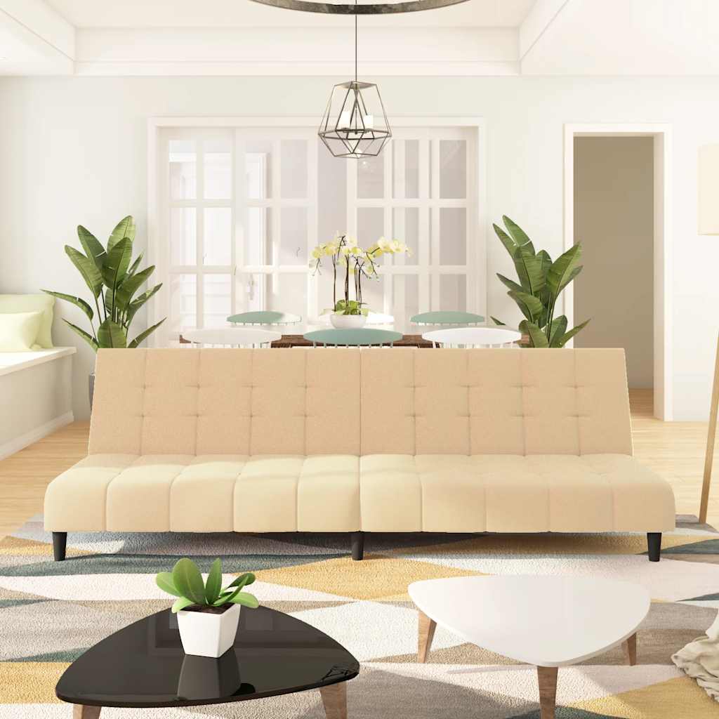 Canapé-lit à 2 places crème velours - XIOS