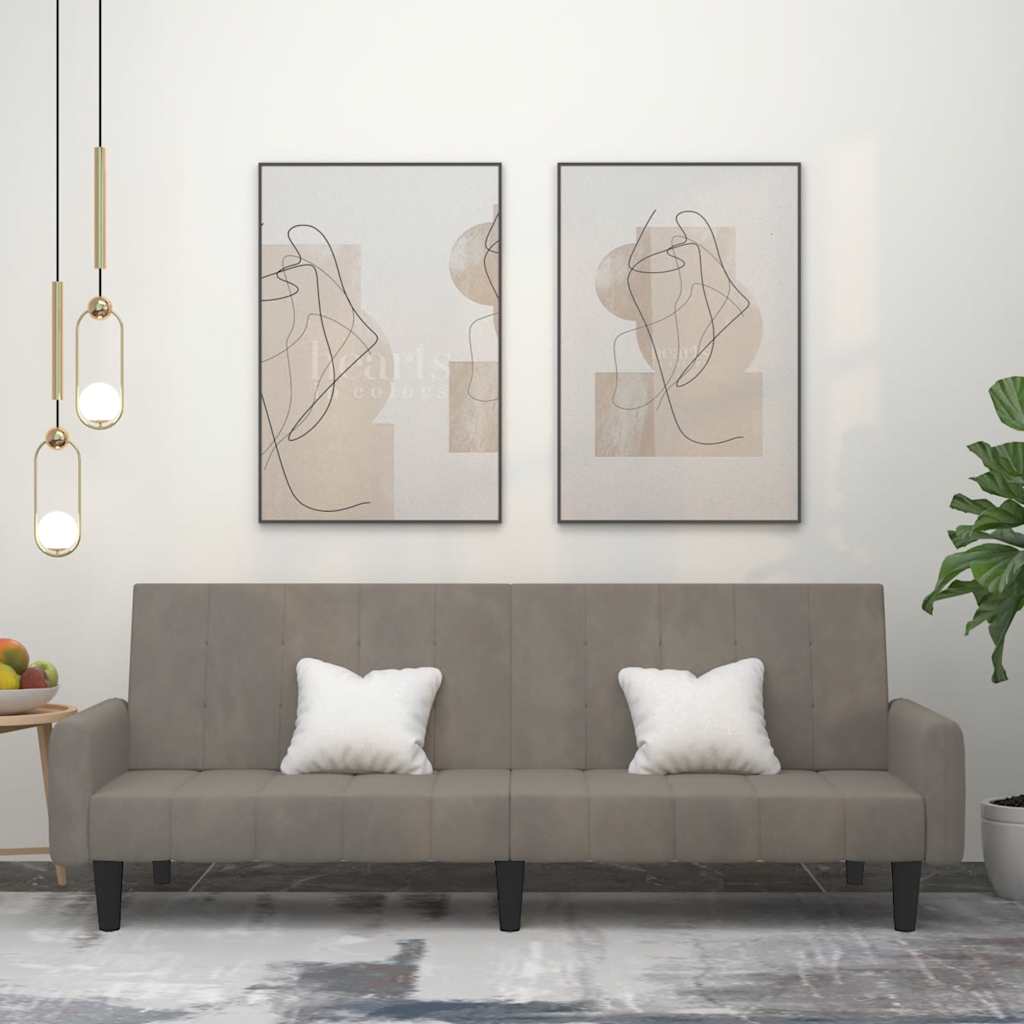 Canapé-lit à 2 places gris clair velours - XIOS