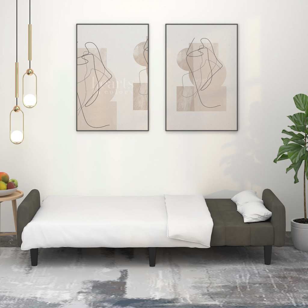 Canapé-lit à 2 places gris foncé velours - XIOS