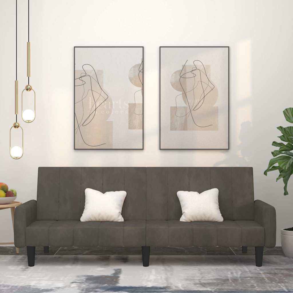 Canapé-lit à 2 places gris foncé velours - XIOS