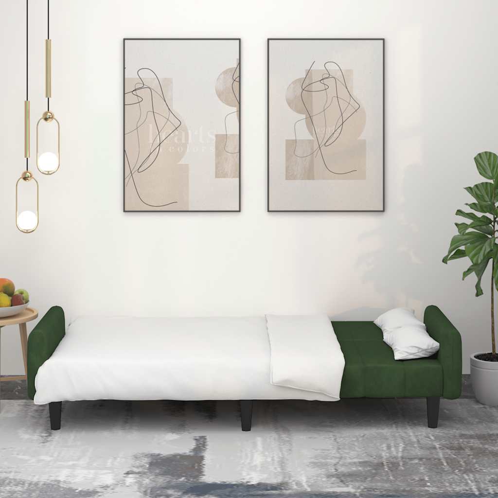 Canapé-lit à 2 places vert foncé velours - XIOS