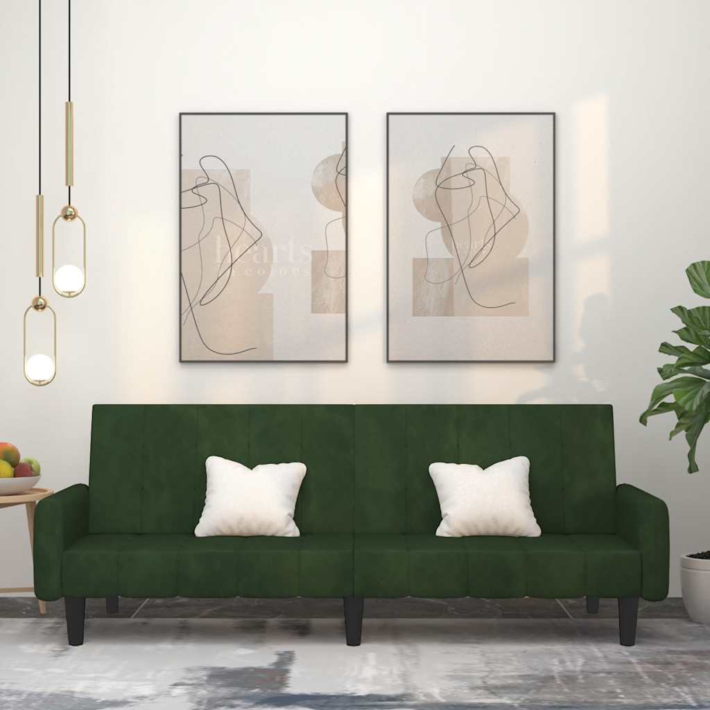 Canapé-lit à 2 places vert foncé velours - XIOS