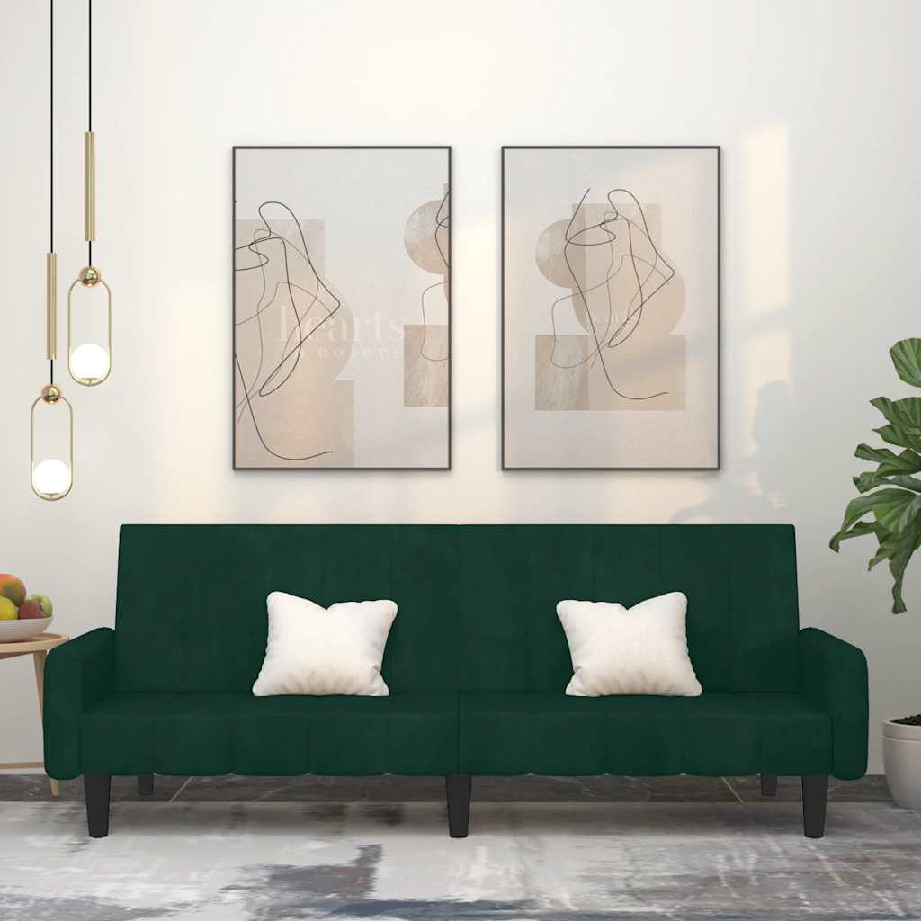 Canapé-lit à 2 places vert foncé velours - XIOS