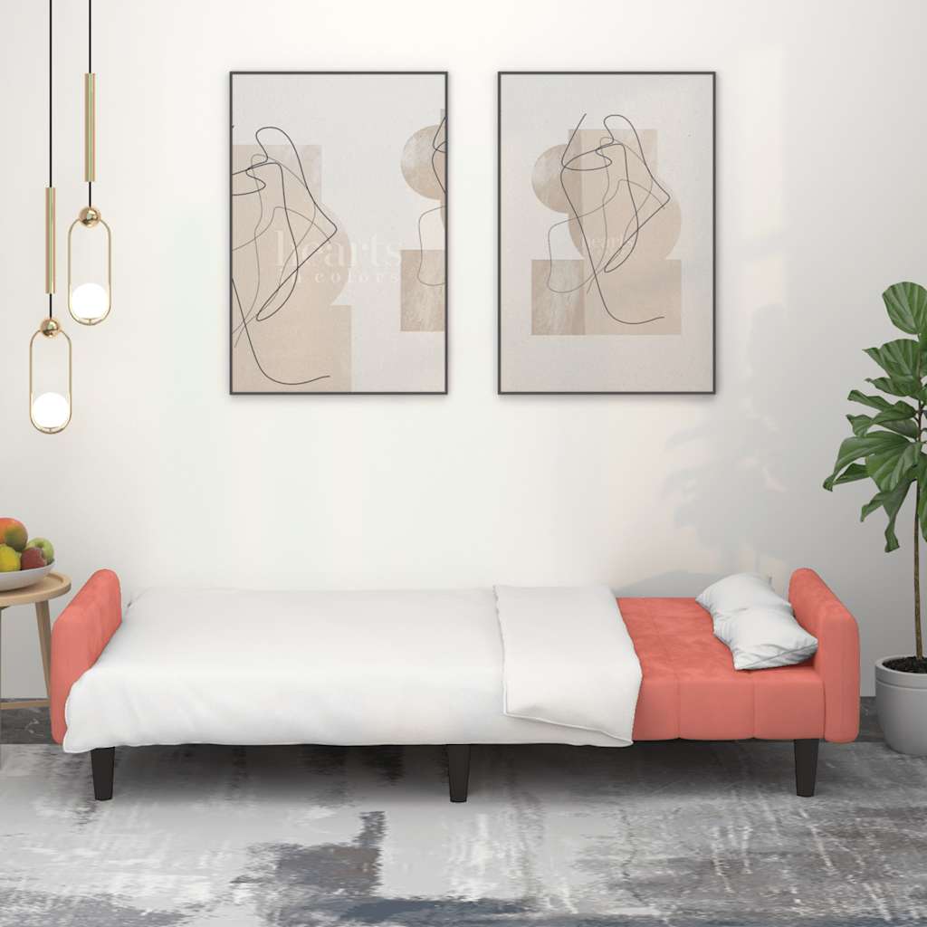 Canapé-lit à 2 places rose velours - XIOS