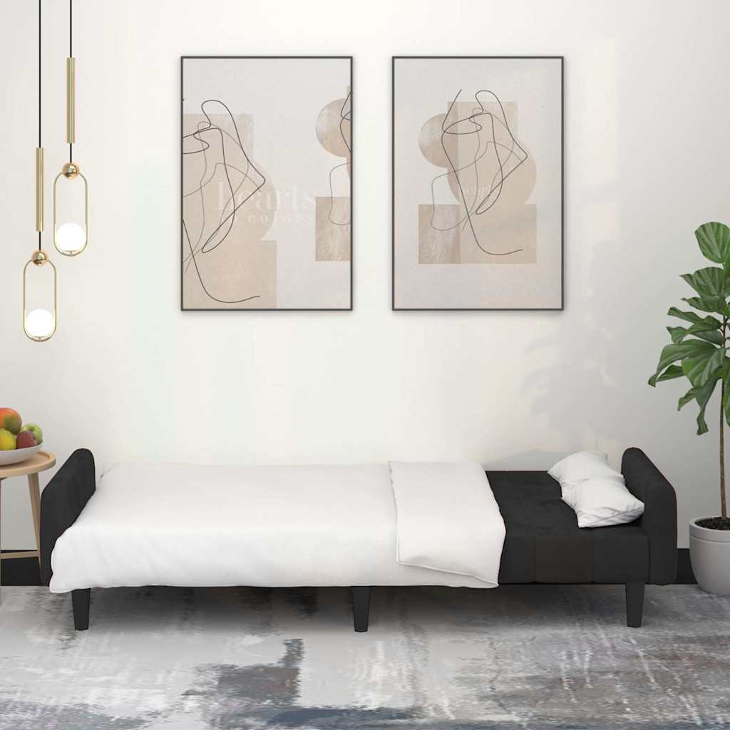 Canapé-lit 2 places noir velours - XIOS