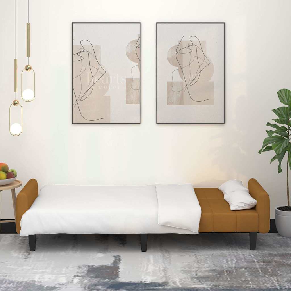 Canapé-lit à 2 places marron velours - XIOS