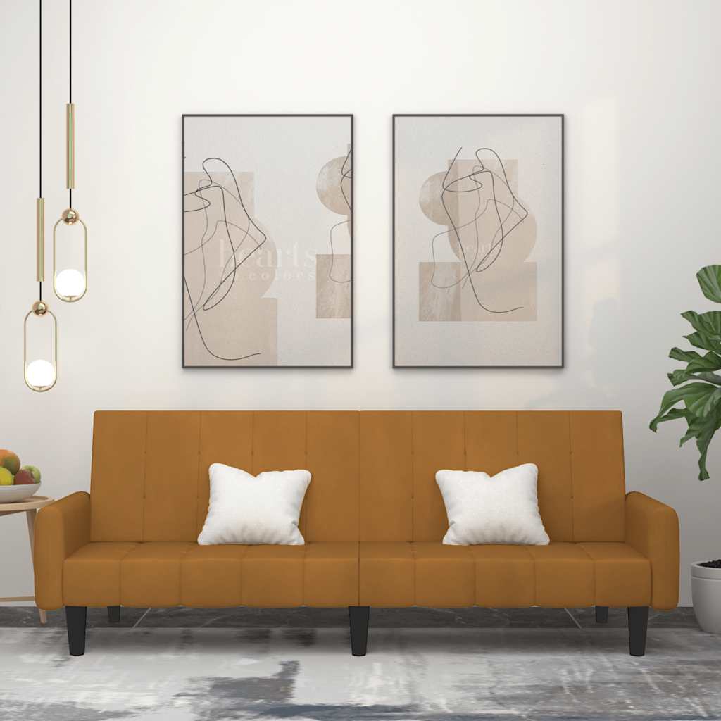 Canapé-lit à 2 places marron velours - XIOS