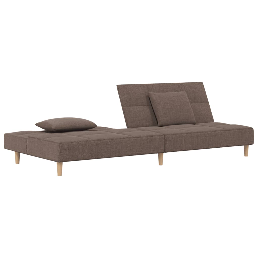 Canapé-lit à 2 places avec deux oreillers taupe tissu - XIOS