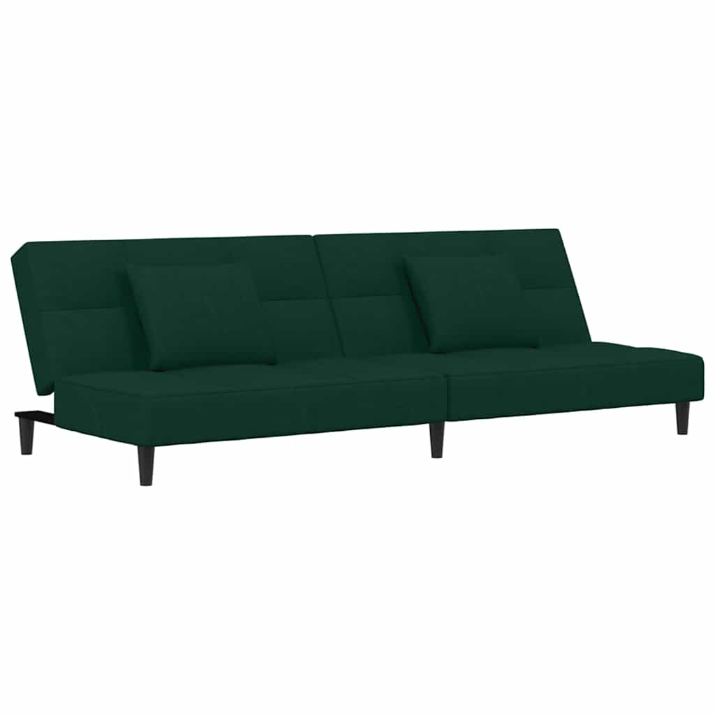 Canapé-lit à 2 places avec deux oreillers Vert foncé Velours - XIOS
