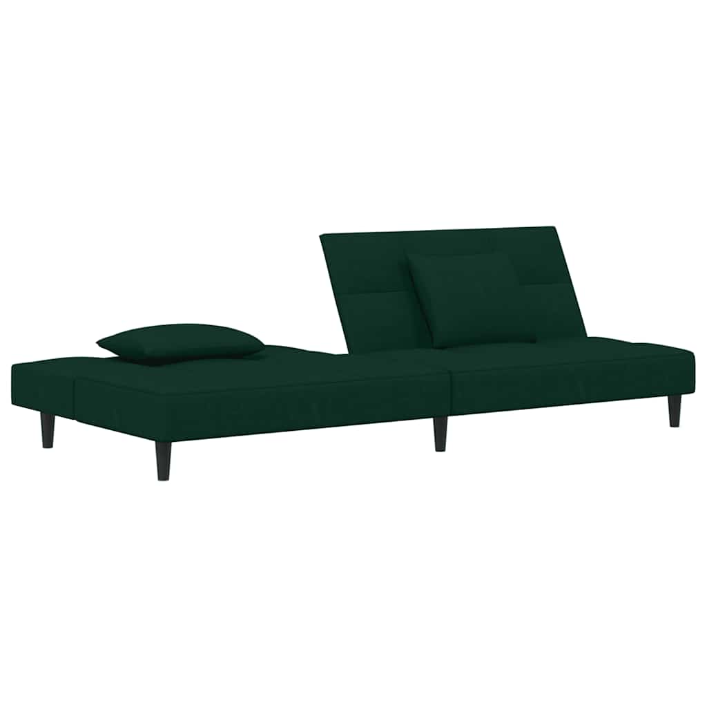 Canapé-lit à 2 places avec deux oreillers Vert foncé Velours - XIOS