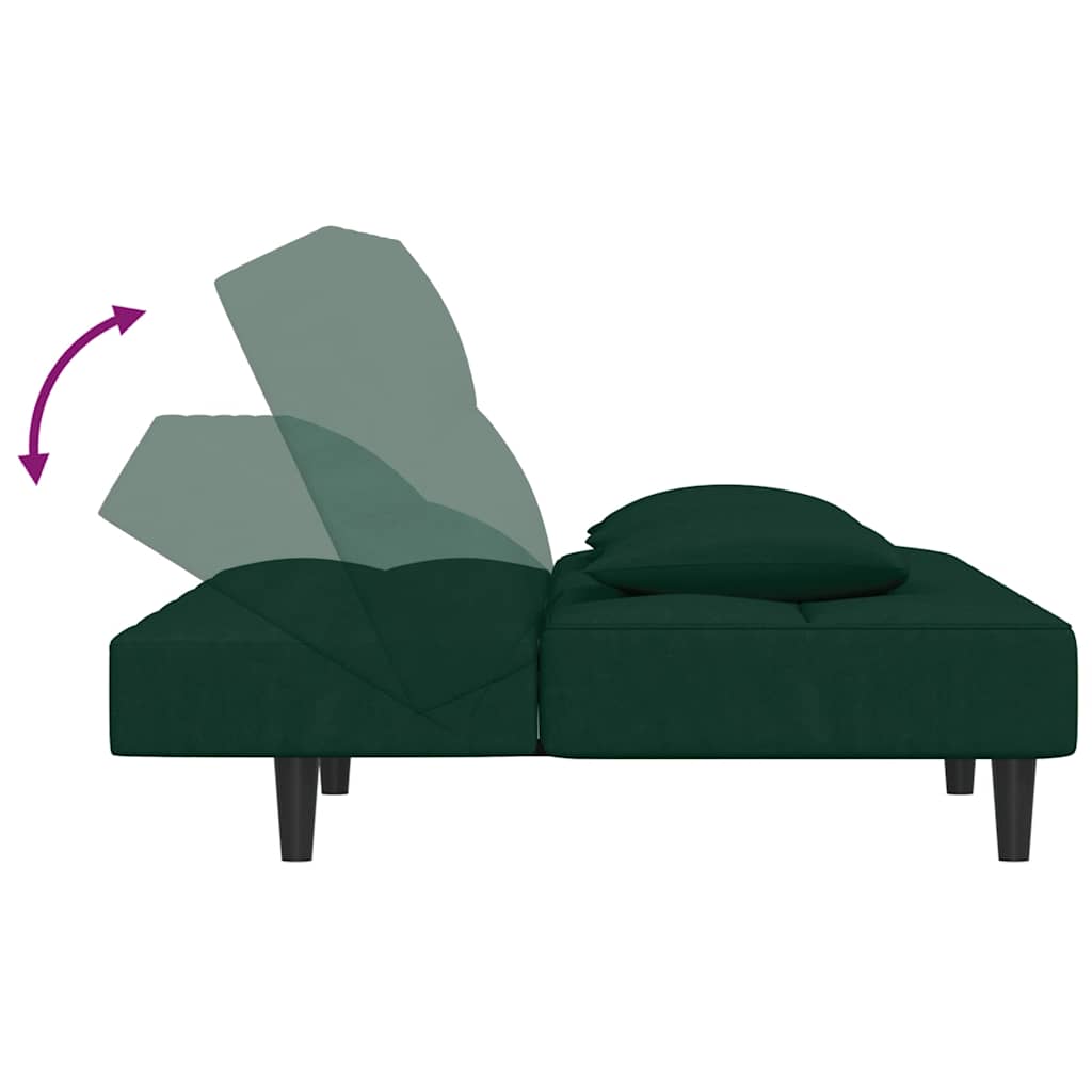 Canapé-lit à 2 places avec deux oreillers Vert foncé Velours - XIOS