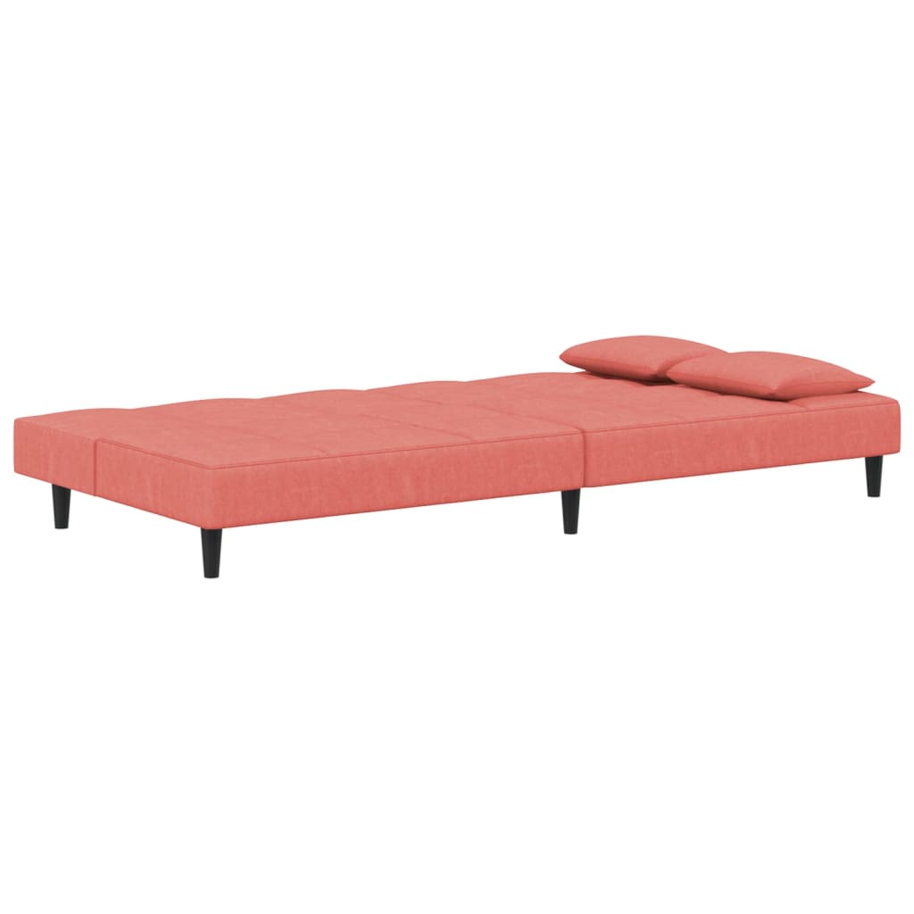 Canapé-lit à 2 places avec deux oreillers Rose Velours - XIOS