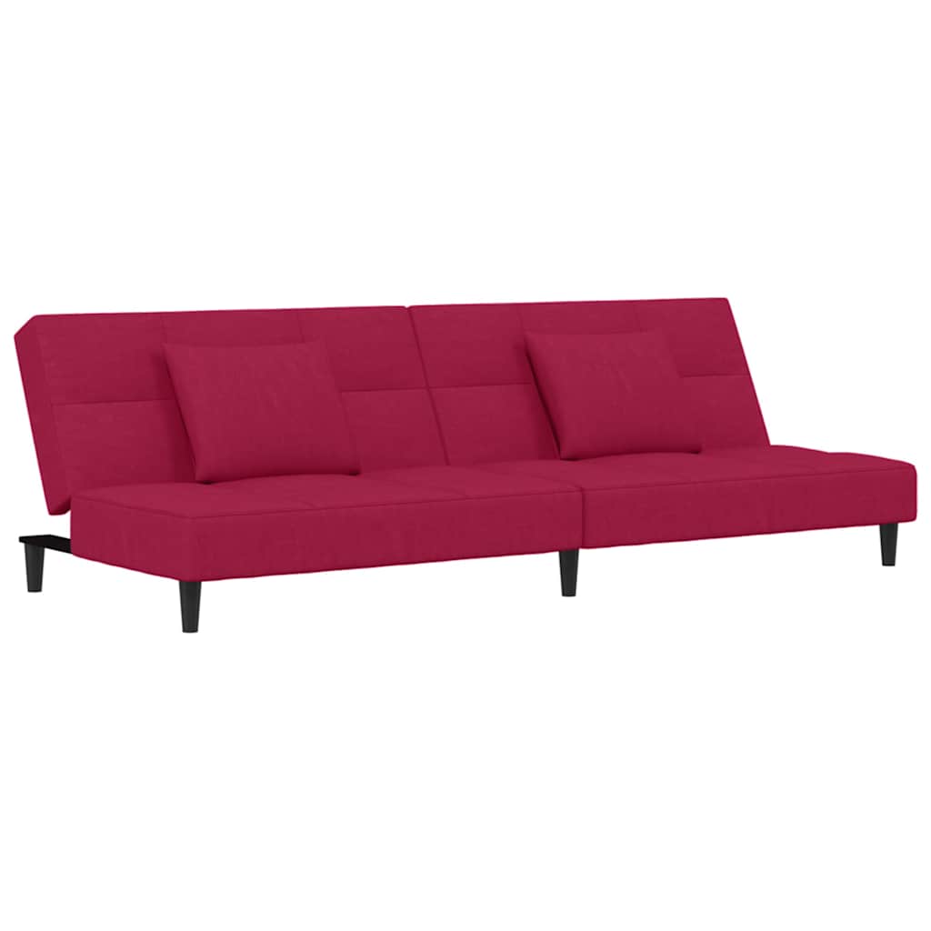 Canapé-lit à 2 places et deux oreillers Rouge bordeaux Velours - XIOS
