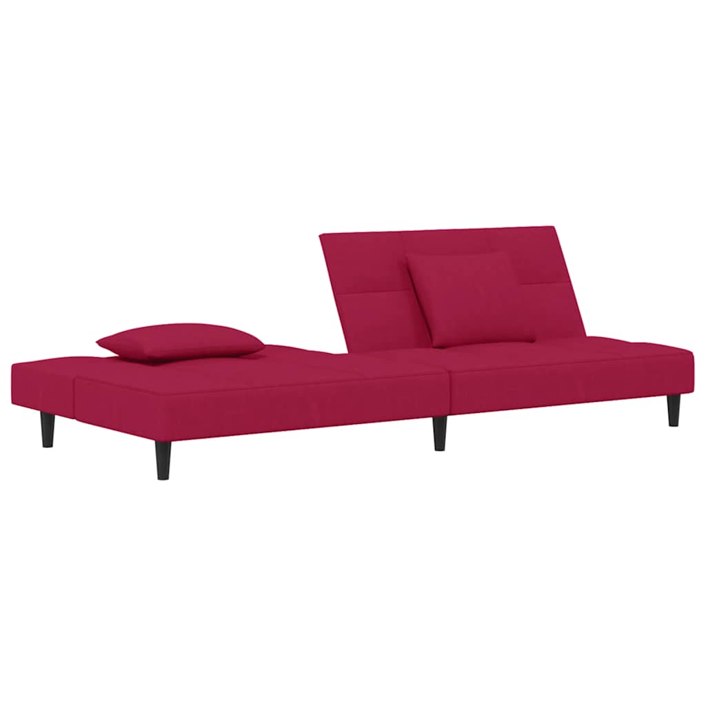 Canapé-lit à 2 places et deux oreillers Rouge bordeaux Velours - XIOS