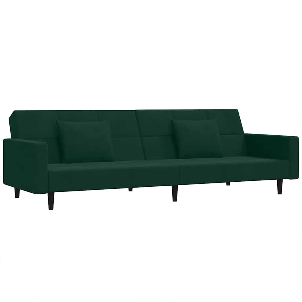 Canapé-lit à 2 places avec deux oreillers Vert foncé Velours - XIOS