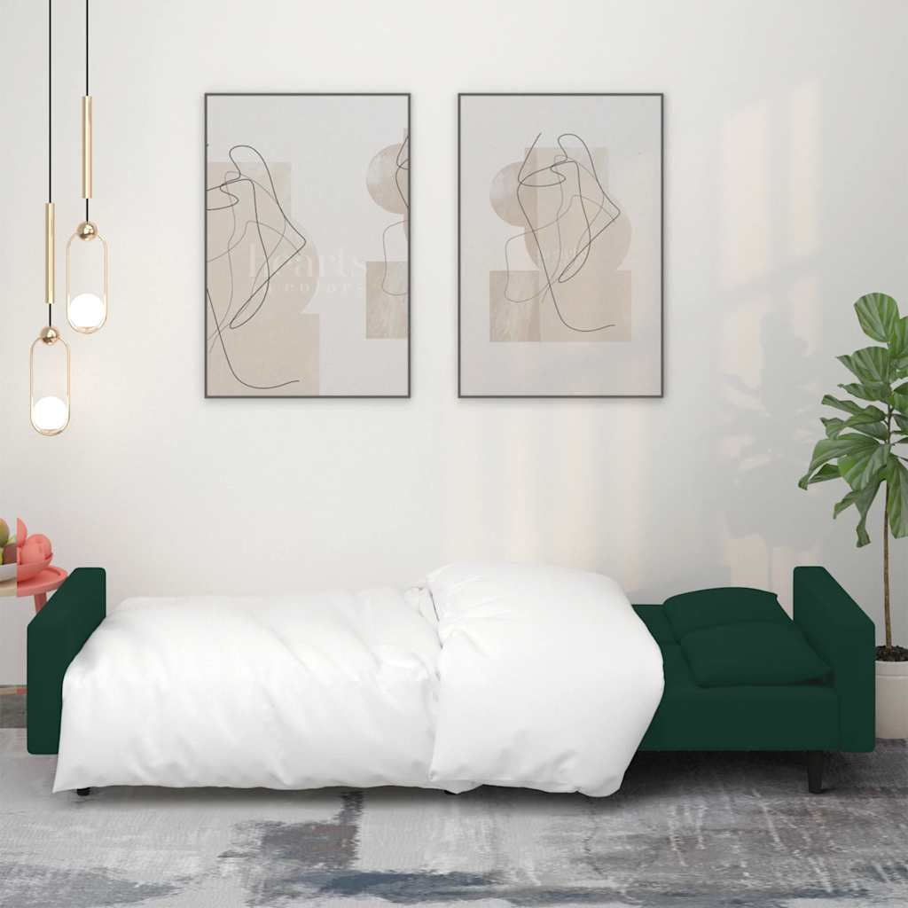 Canapé-lit à 2 places avec deux oreillers Vert foncé Velours - XIOS