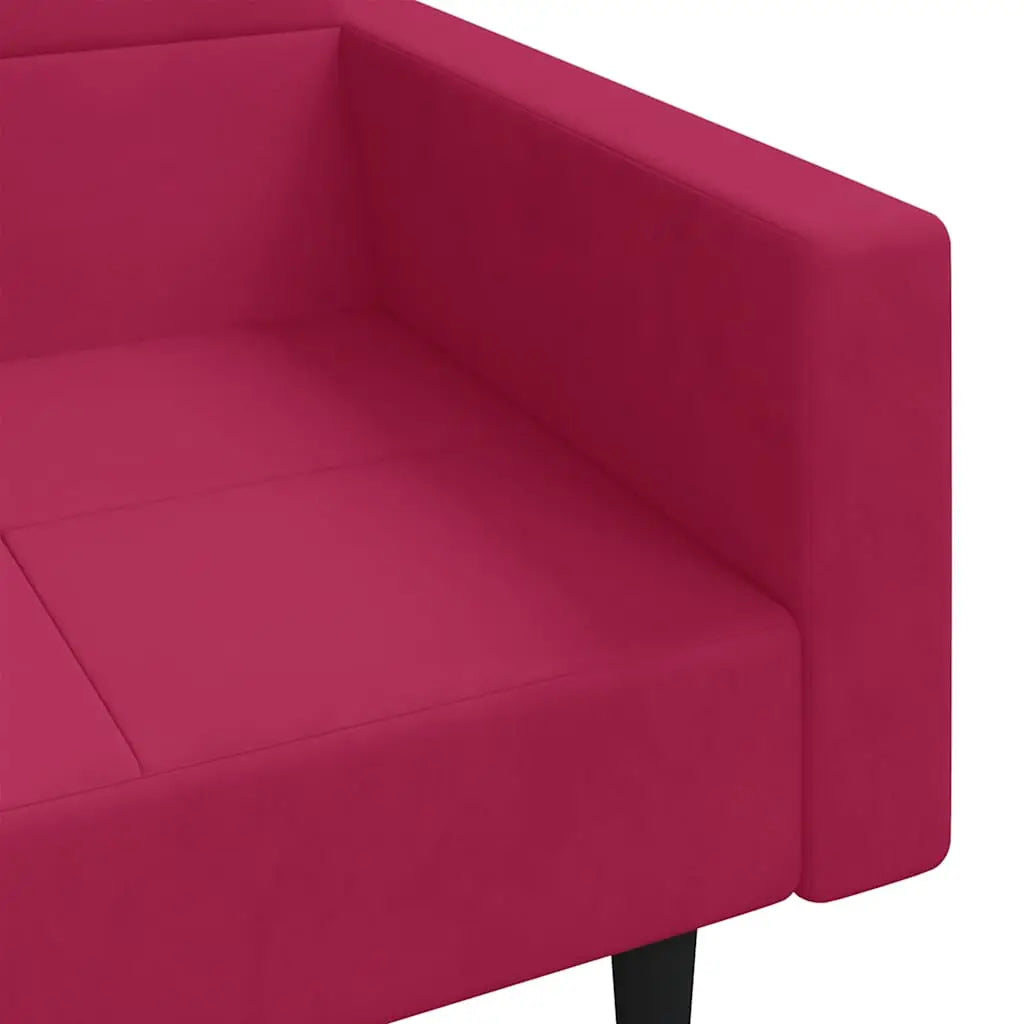 Canapé-lit à 2 places et deux oreillers Rouge bordeaux Velours - XIOS
