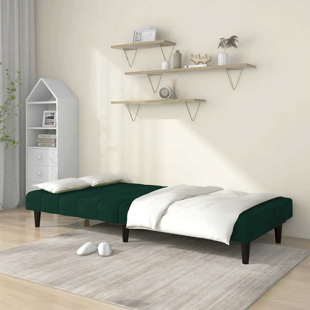 Canapé-lit à 2 places vert foncé velours - XIOS