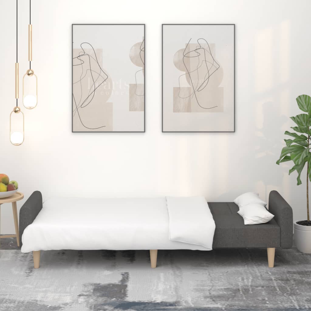 Canapé-lit à 2 places gris foncé tissu - XIOS