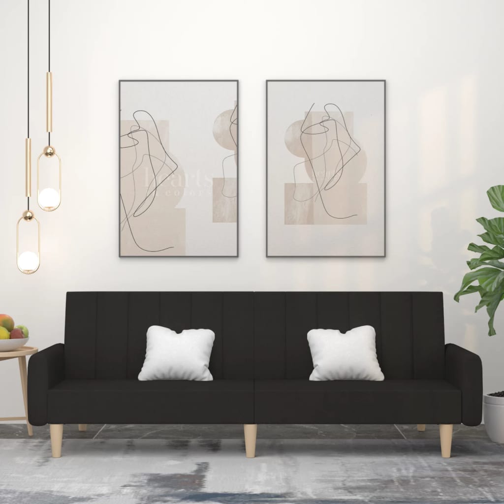 Canapé-lit à 2 places noir tissu - XIOS