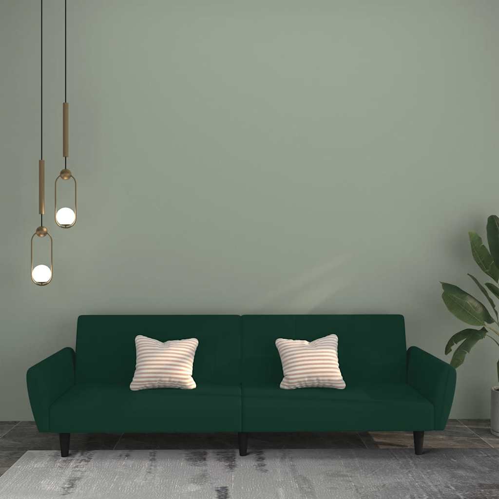 Canapé-lit à 2 places vert foncé velours - XIOS