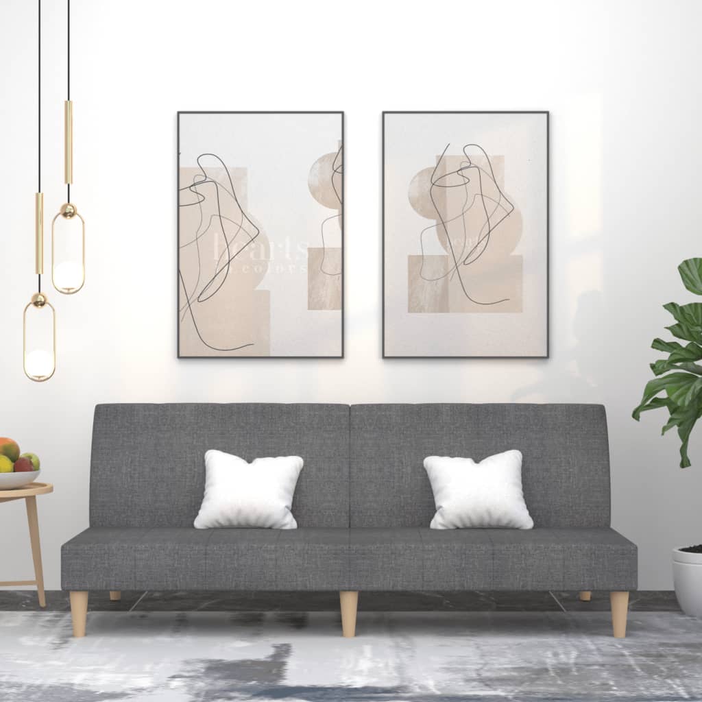 Canapé-lit à 2 places gris clair tissu - XIOS