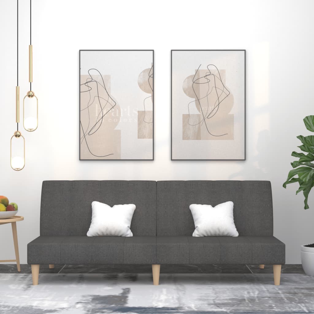 Canapé-lit à 2 places gris foncé tissu - XIOS