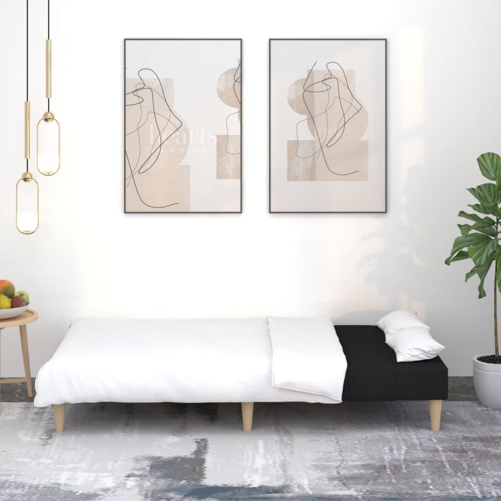 Canapé-lit à 2 places noir tissu - XIOS