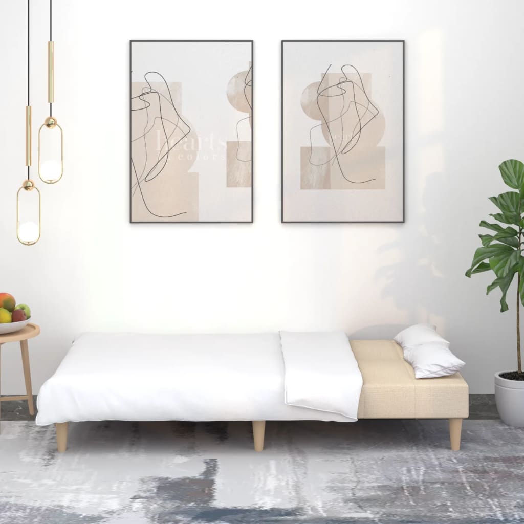 Canapé-lit à 2 places crème tissu - XIOS