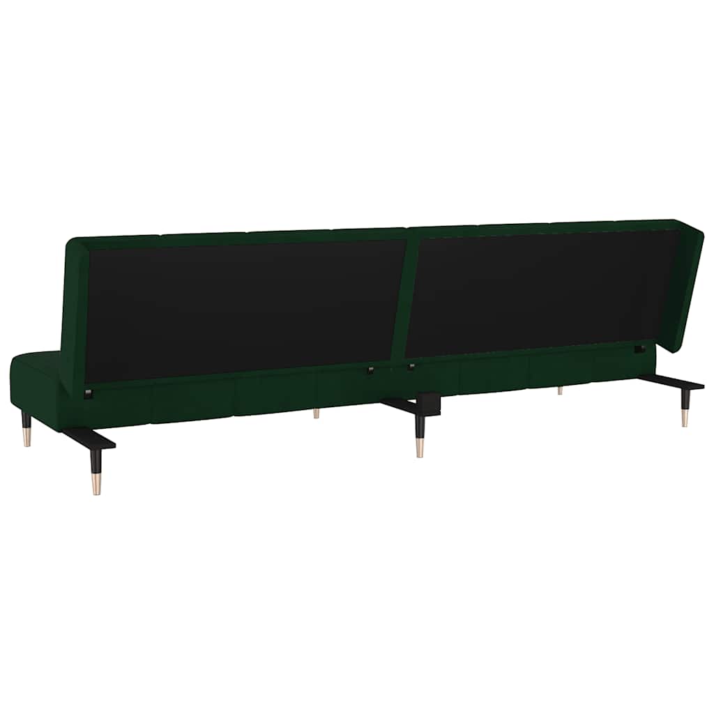 Canapé-lit à 2 places vert foncé velours