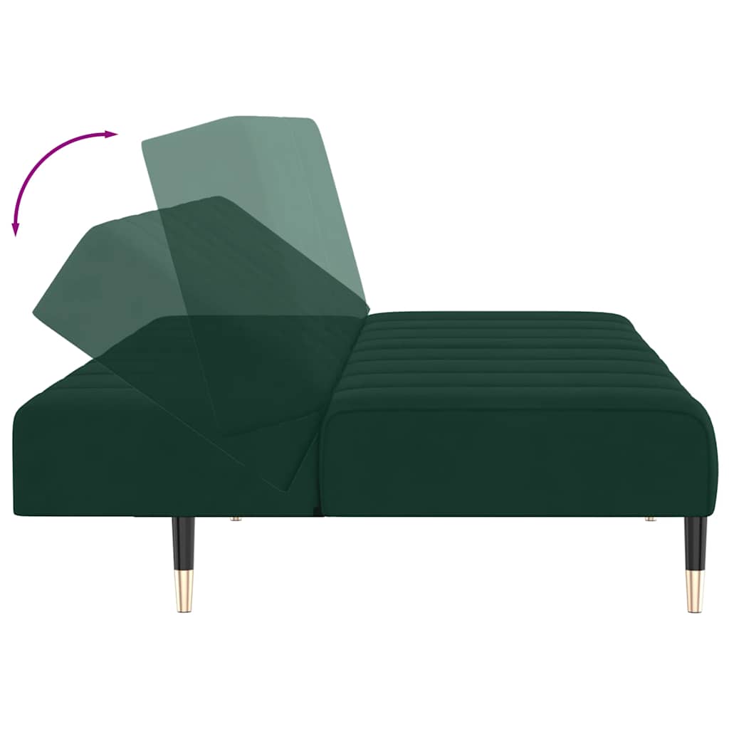 Canapé-lit à 2 places vert foncé velours