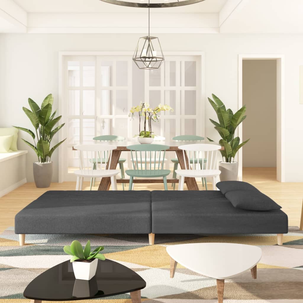 Canapé-lit à 2 places avec deux oreillers Gris foncé Tissu - XIOS