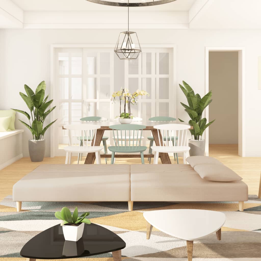 Canapé-lit à 2 places avec deux oreillers crème tissu - XIOS