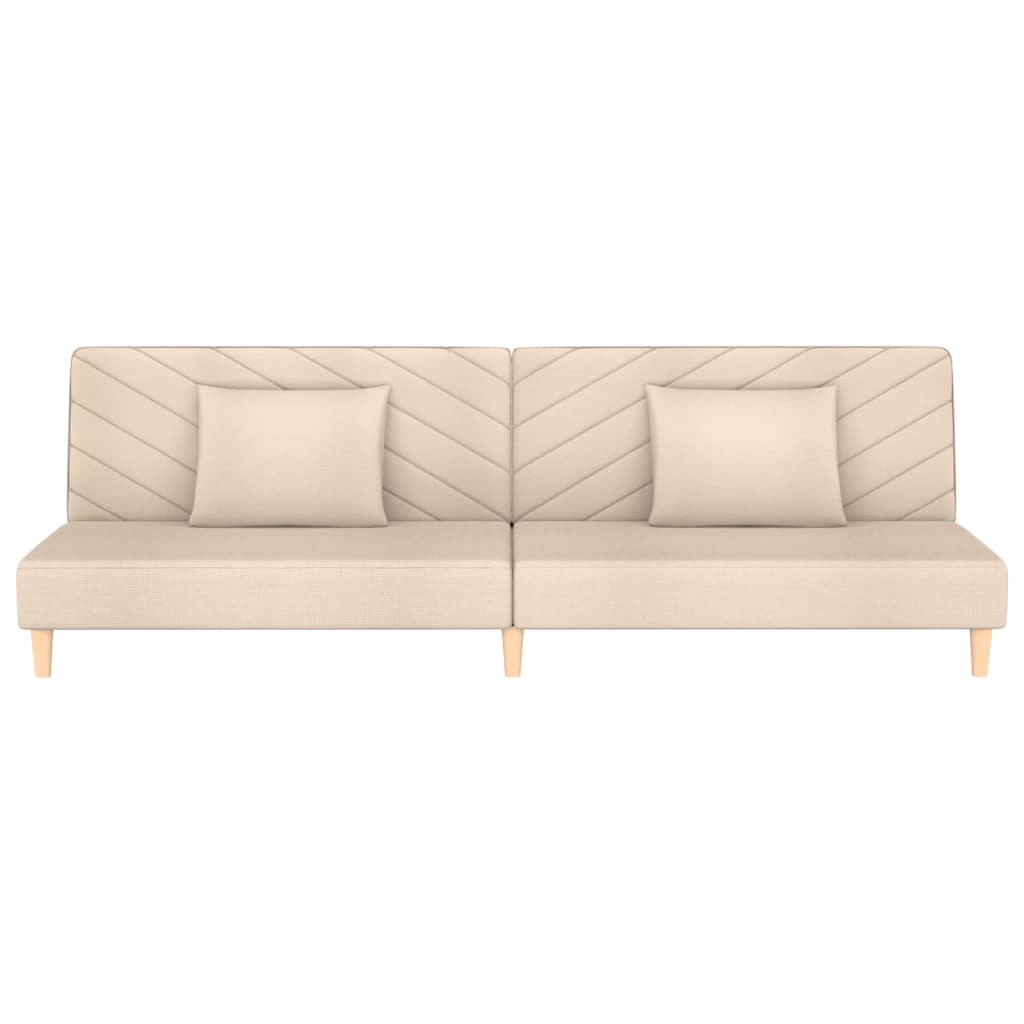 Canapé-lit à 2 places avec deux oreillers crème tissu - XIOS