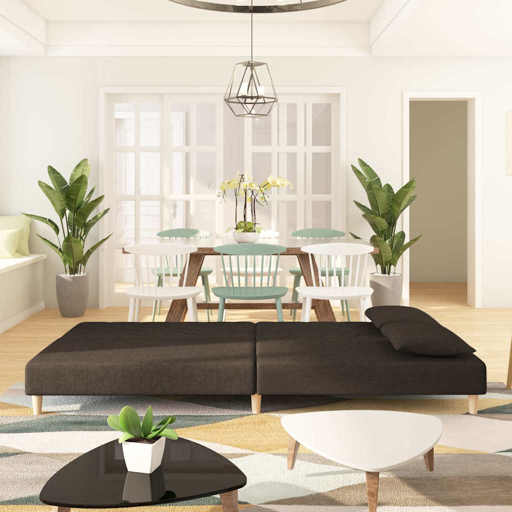 Canapé-lit à 2 places avec deux oreillers marron tissu - XIOS