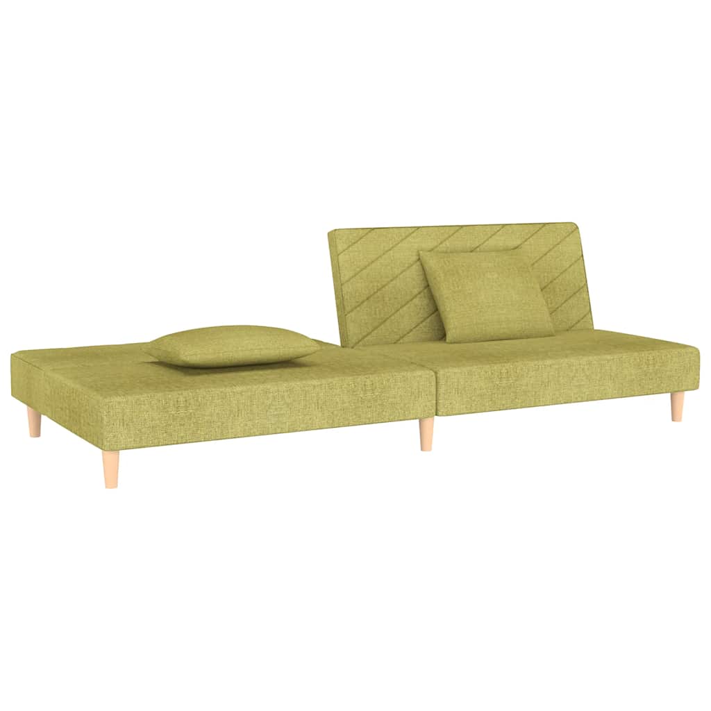 Canapé-lit à 2 places avec deux oreillers Vert Tissu