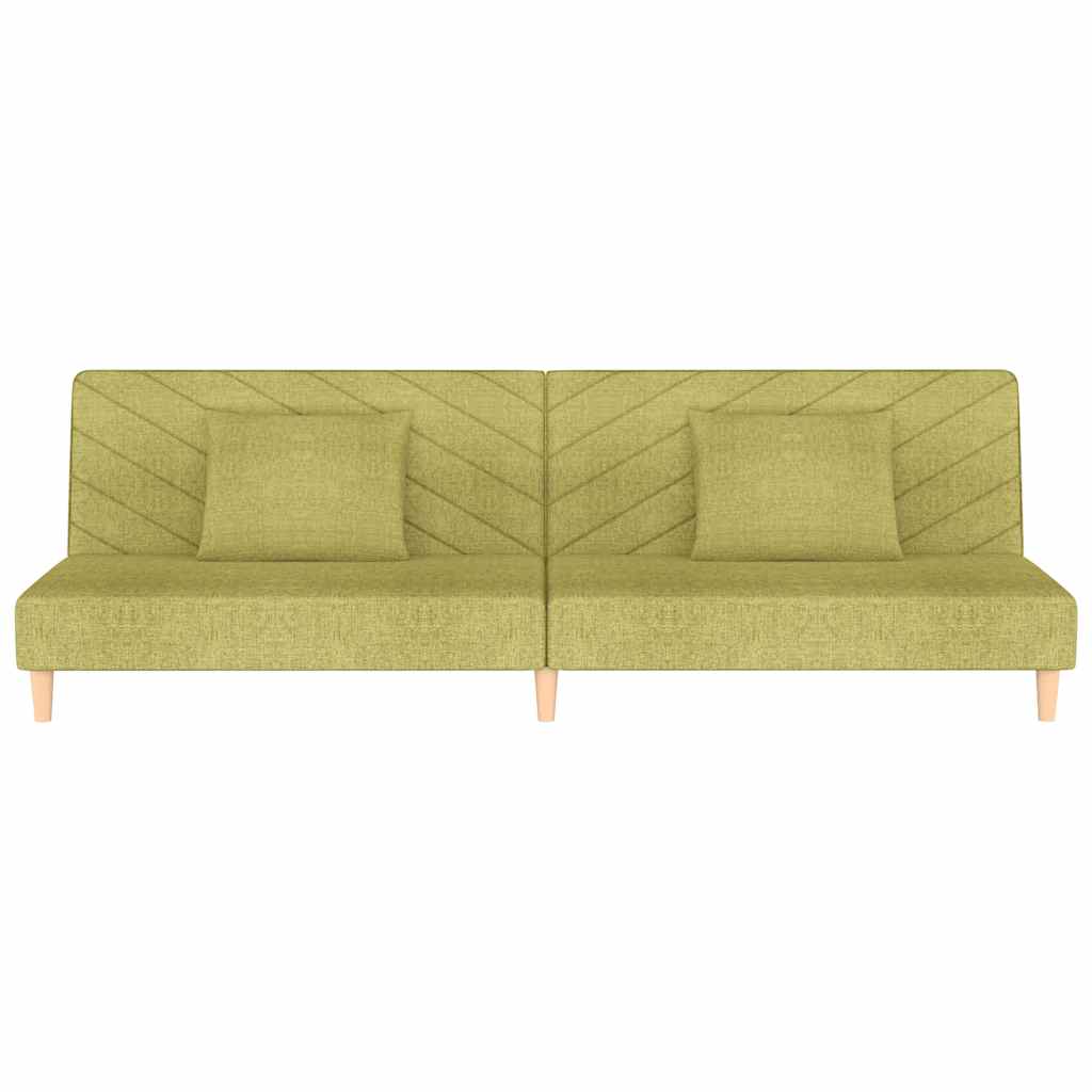 Canapé-lit à 2 places avec deux oreillers Vert Tissu