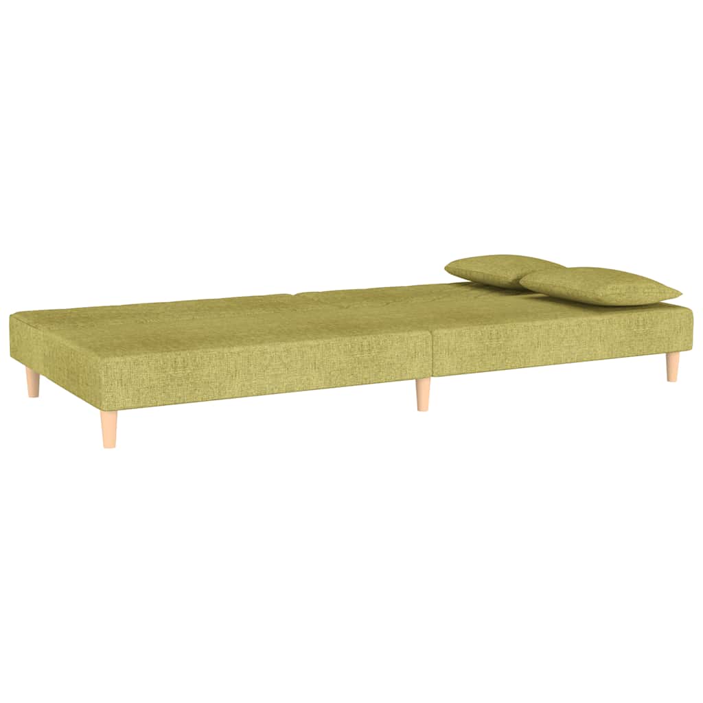 Canapé-lit à 2 places avec deux oreillers Vert Tissu