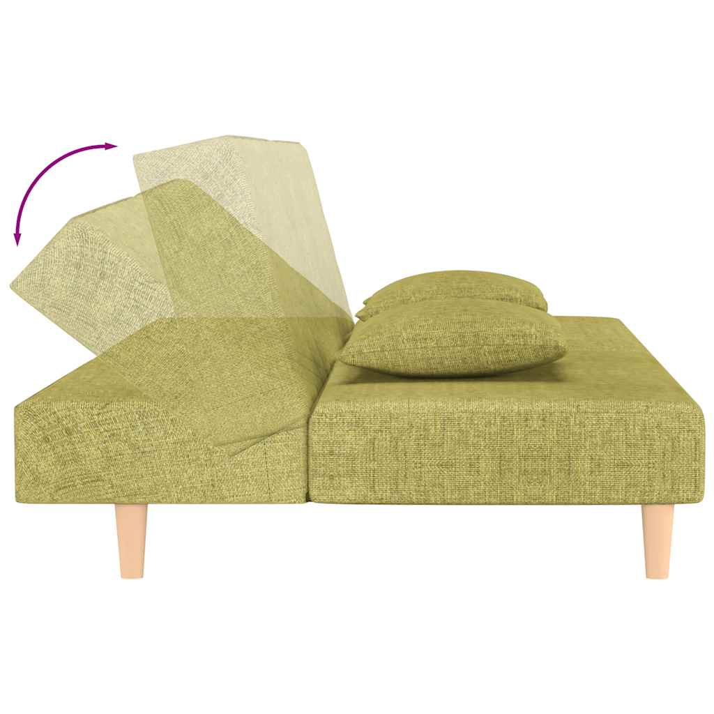 Canapé-lit à 2 places avec deux oreillers Vert Tissu