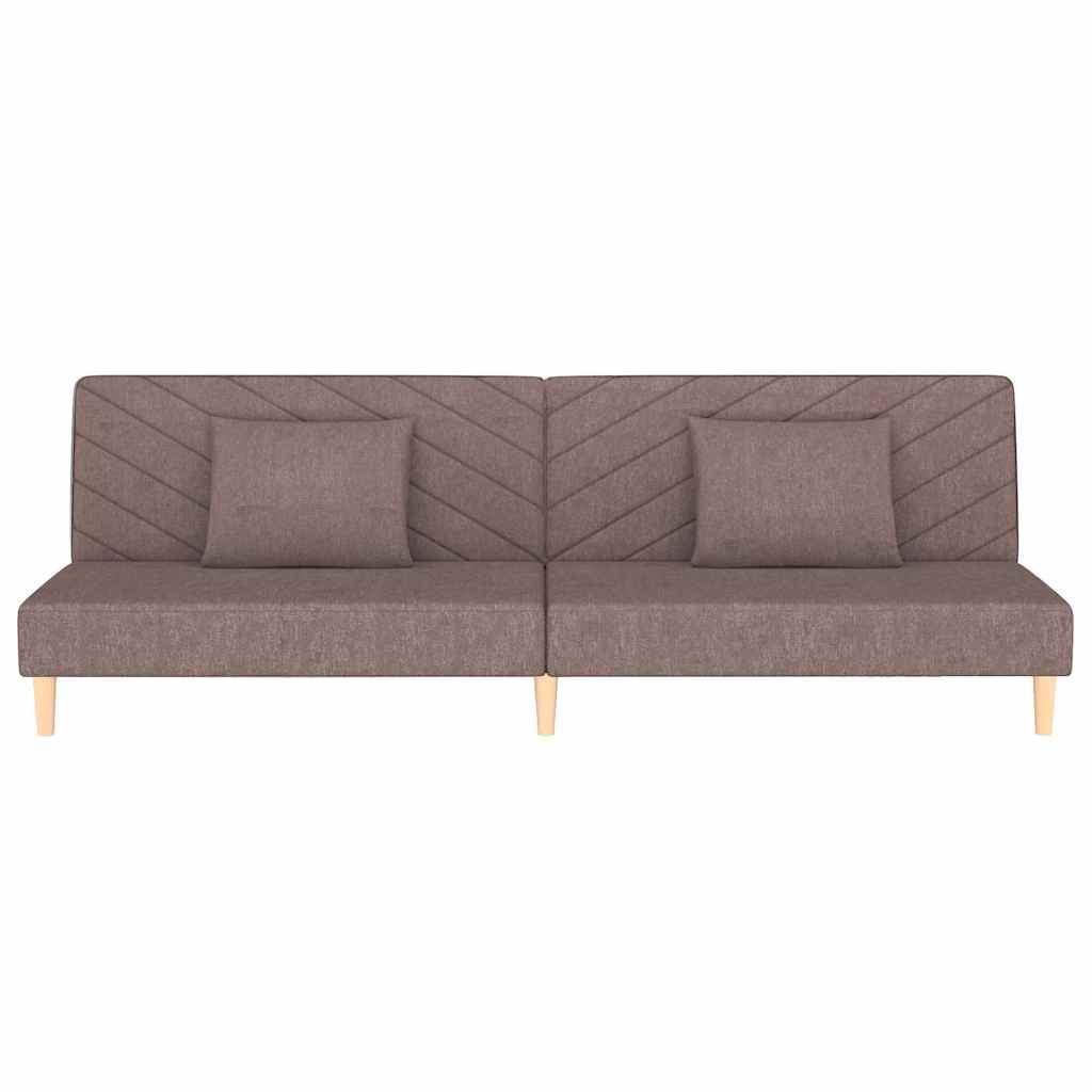 Canapé-lit à 2 places avec deux oreillers taupe tissu - XIOS