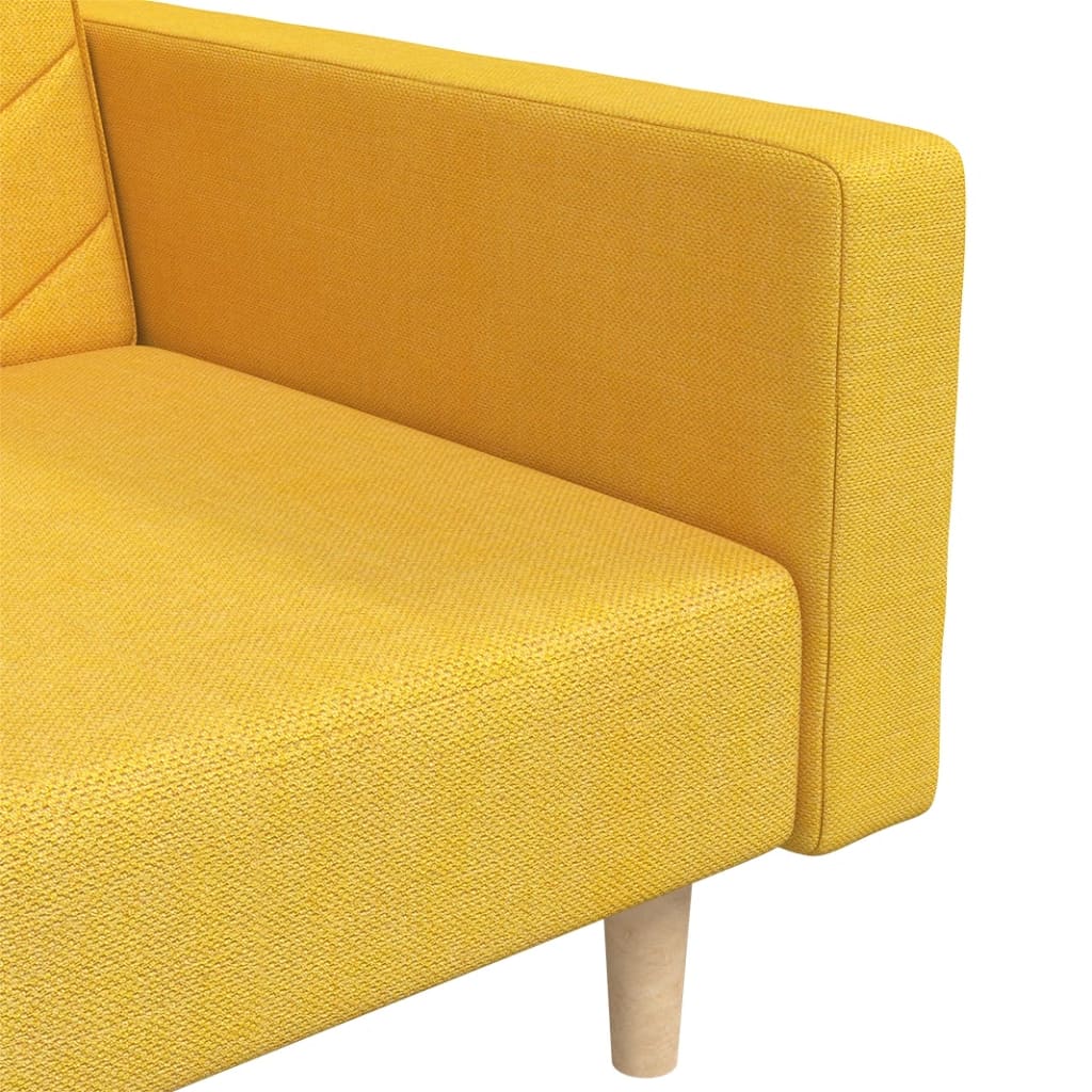 Canapé-lit à 2 places avec deux oreillers jaune tissu - XIOS