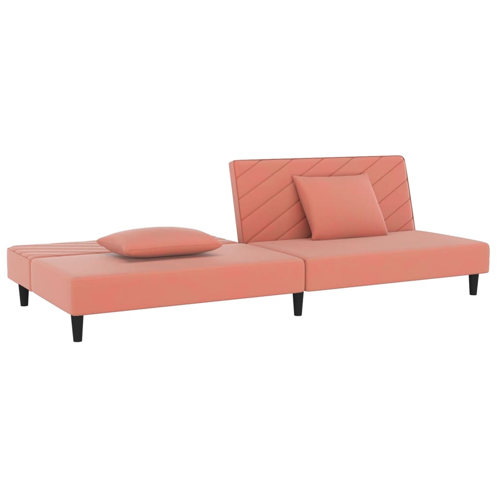 Canapé-lit à 2 places avec deux oreillers Rose Velours - XIOS