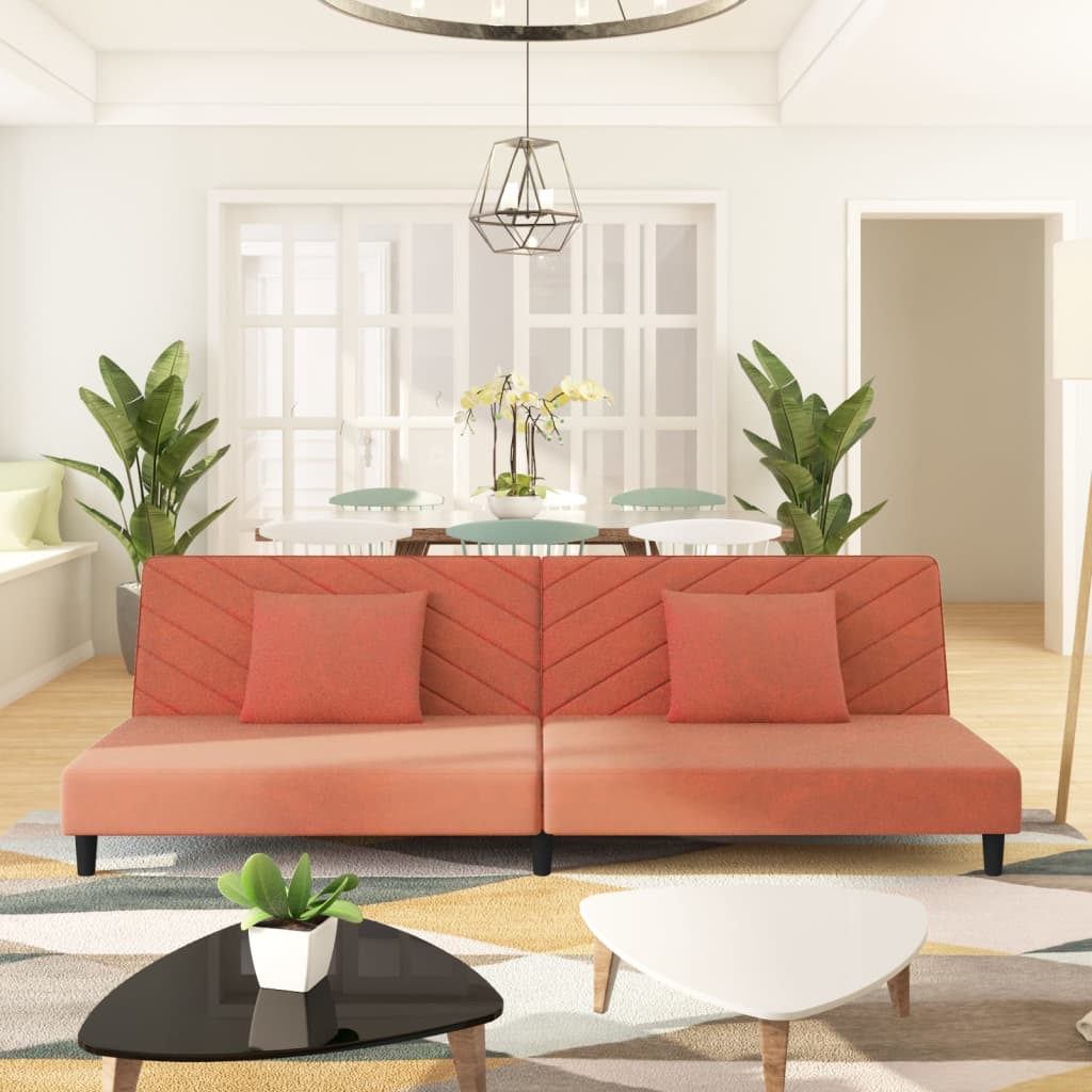 Canapé-lit à 2 places avec deux oreillers Rose Velours - XIOS