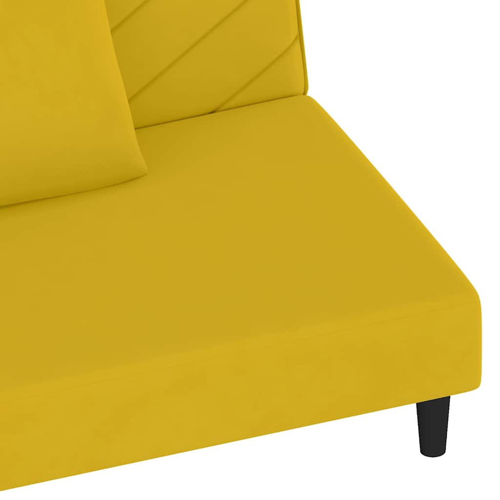 Canapé-lit à 2 places avec deux oreillers Jaune Velours