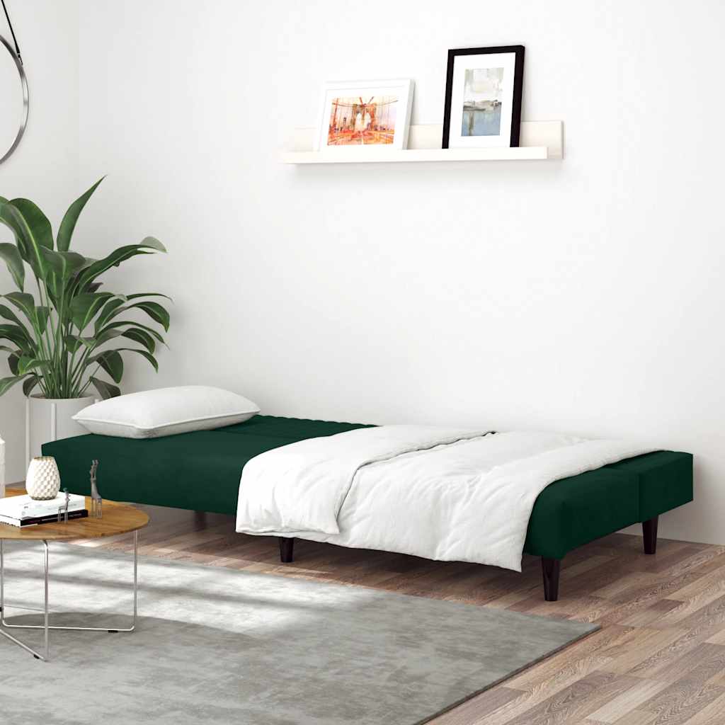 Canapé-lit à 2 places vert foncé velours - XIOS