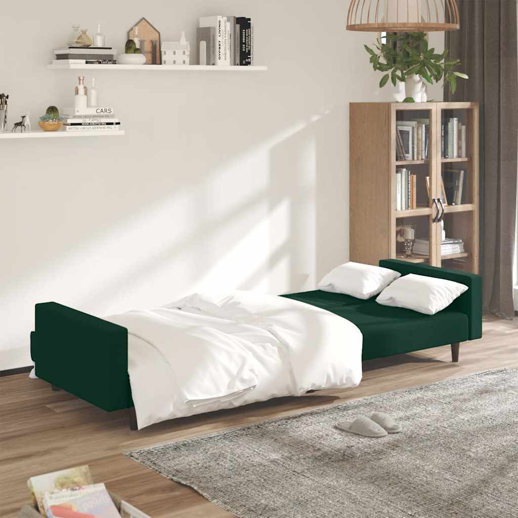Canapé-lit à 2 places vert foncé velours - XIOS