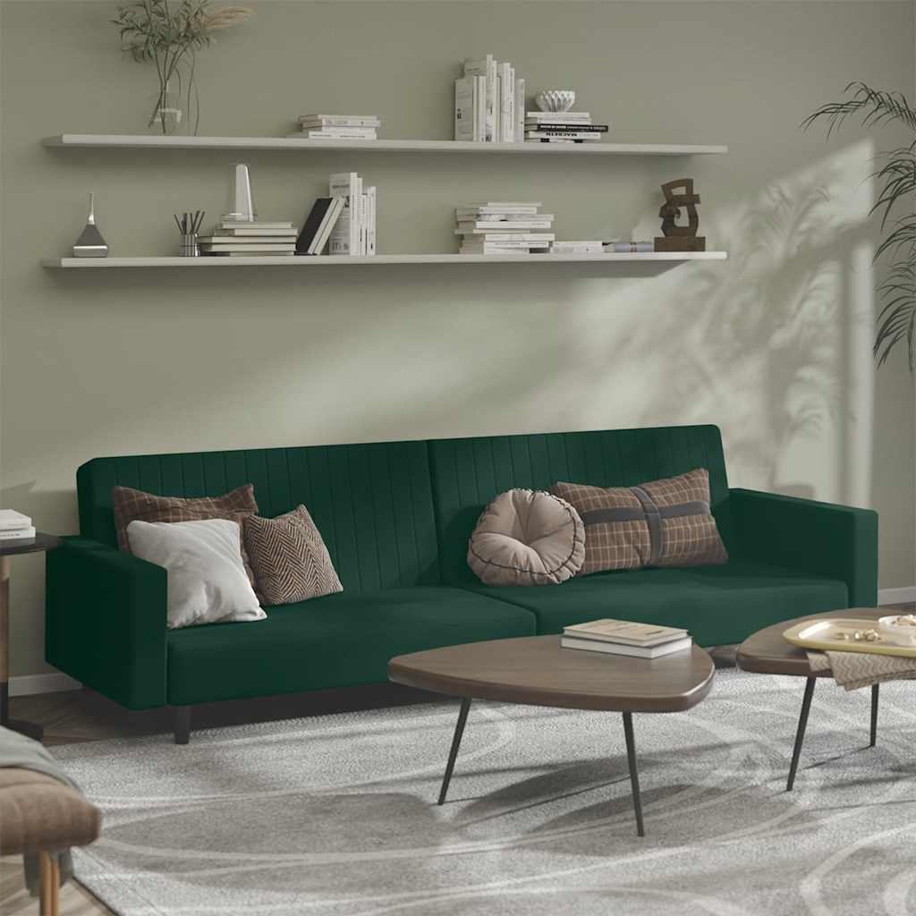 Canapé-lit à 2 places vert foncé velours - XIOS