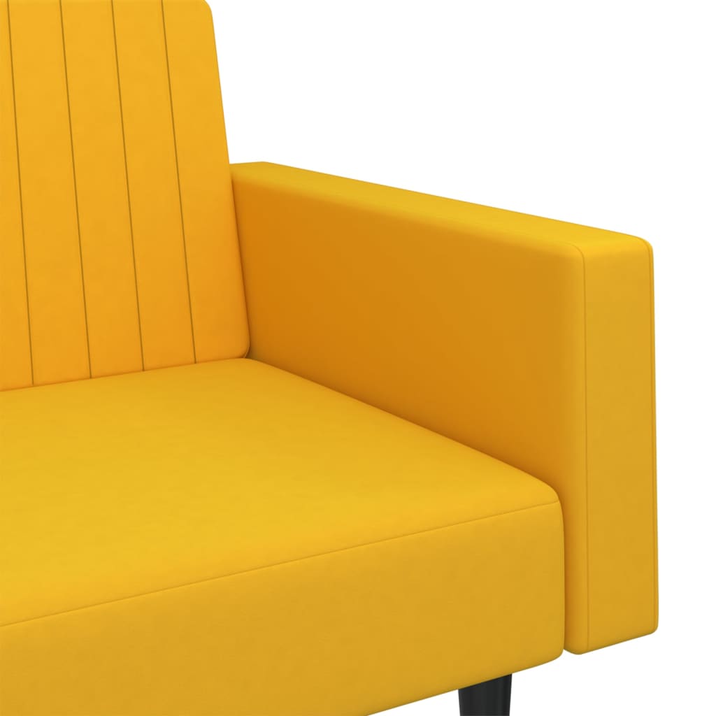 Canapé-lit 2 places jaune velours - XIOS